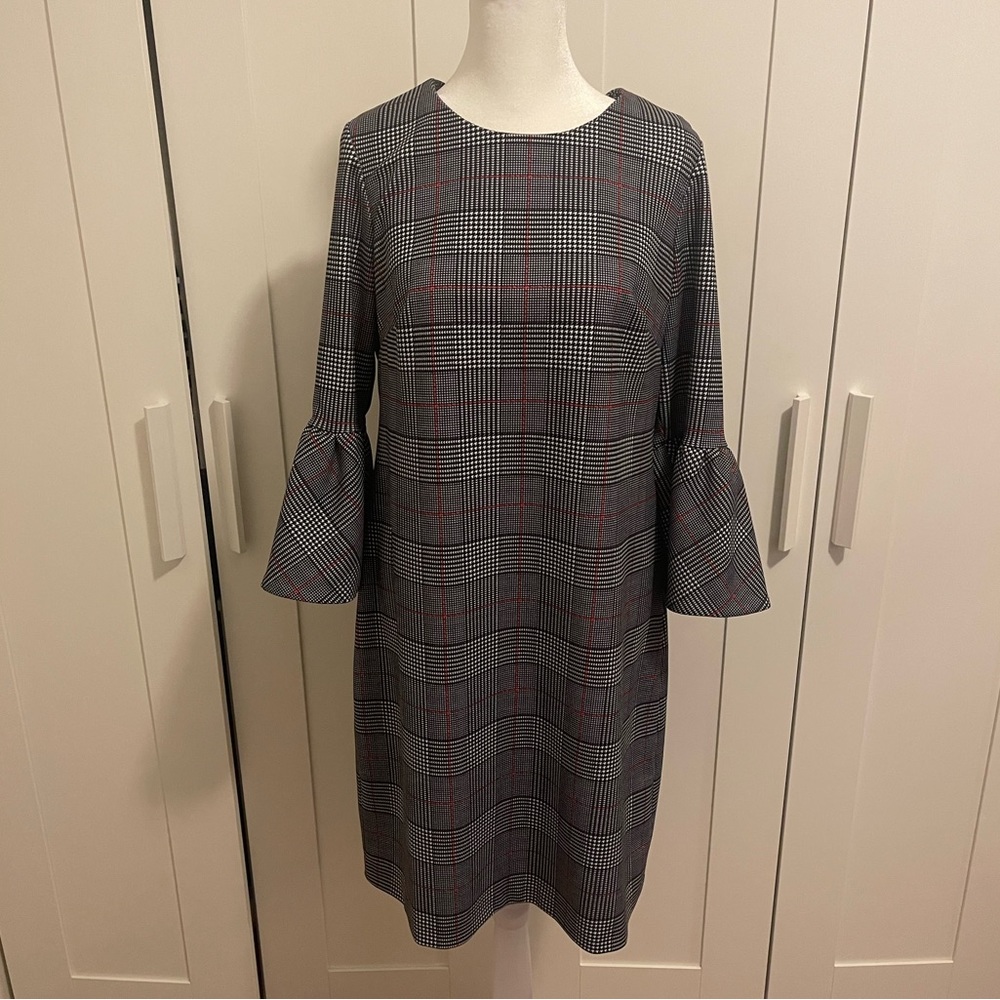 Calvin Klein Gingham Grey Red Plaid Dress